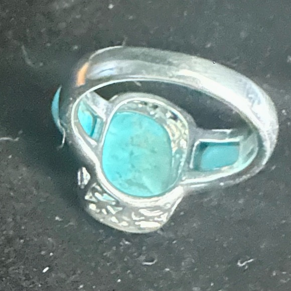 Rectangular Cushion Cabochon Turquoise Rhodium over Sterling Silver Ring NWT - Picture 9 of 11